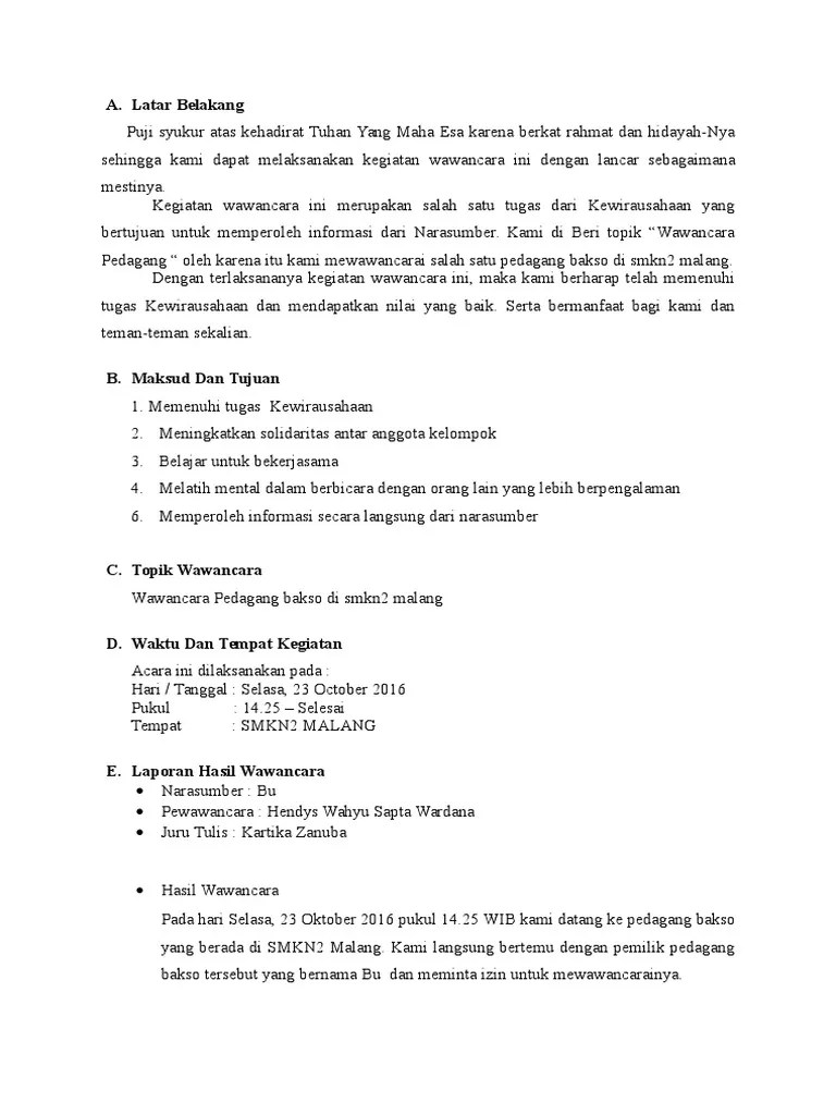 Kunci jawaban tema 3 kelas 4 sd halaman 95. Laporan Wawancara Pdf