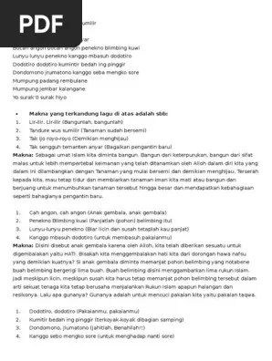 Kali ini, penulis mencoba memberi tafsir (baru) untuk mengajak para anak bangsa (cah angon) untuk . Lirik Lagu Lir Ilir Pdf