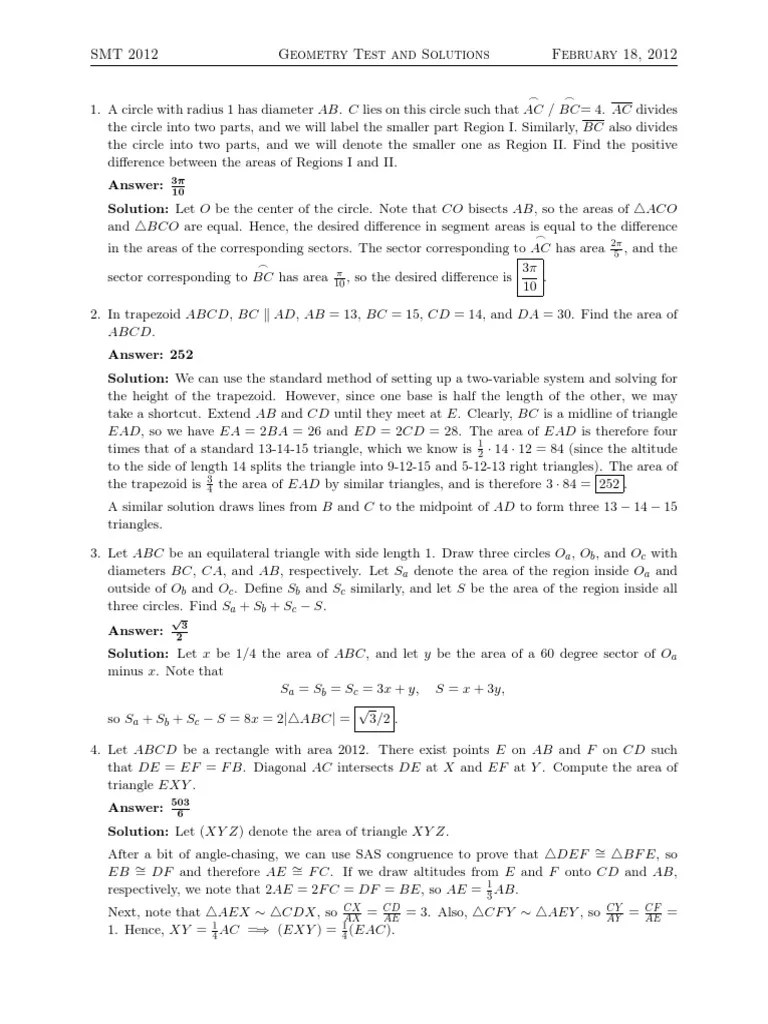Geometry-Solutions 3 PDF | PDF | Triangle | Area