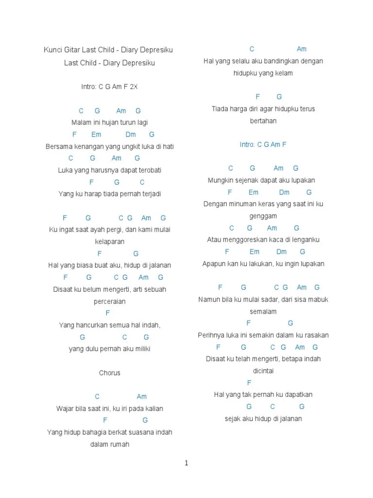 Kunci Gitar Last Child Diary Depresiku Mudah