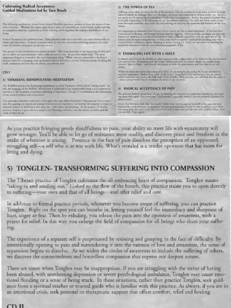 Radical Acceptance Guided Meditations By Tara Brach PDF | PDF ...