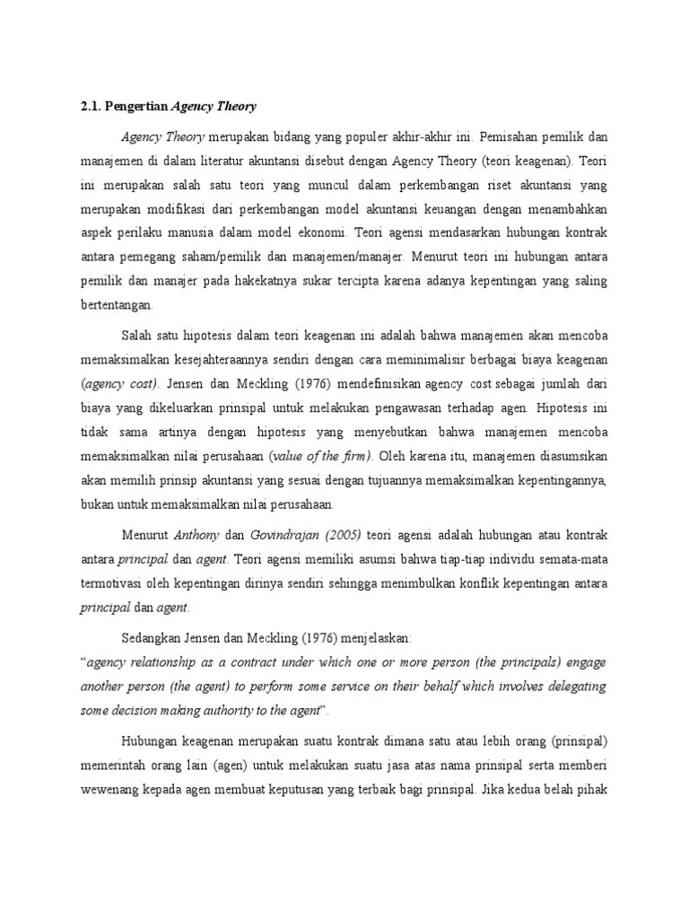 Pengertian Teori Keagenan | PDF