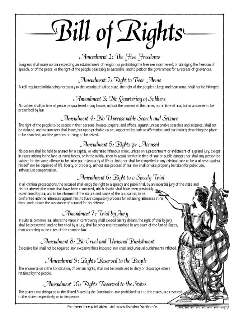 print bill of rights search and seizure constitutional law