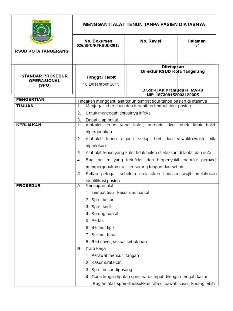 014 SPO Mengganti Alat Tenun Tanpa Pasien Diatasnya | PDF