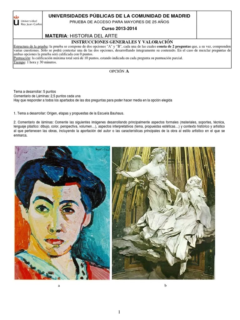 Examen Historia Del Arte | PDF | Prueba (evaluación) | Expresionismo