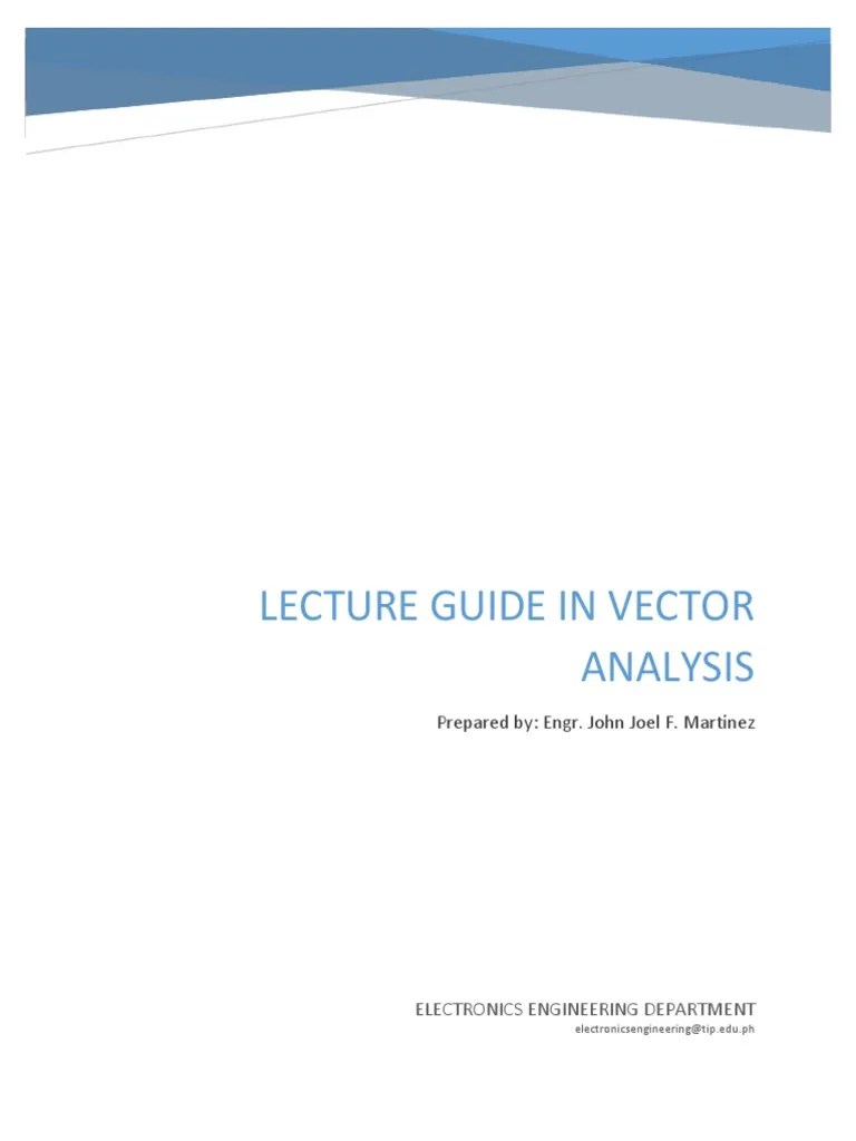 Lecture Guide In Vector Analysis | PDF | Euclidean Vector | Cartesian ...