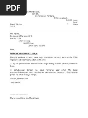 Rasmi Contoh Surat Permohonan Cuti Kerja - Surat Rasmi Permohonan Elaun Terbaru Letter Website