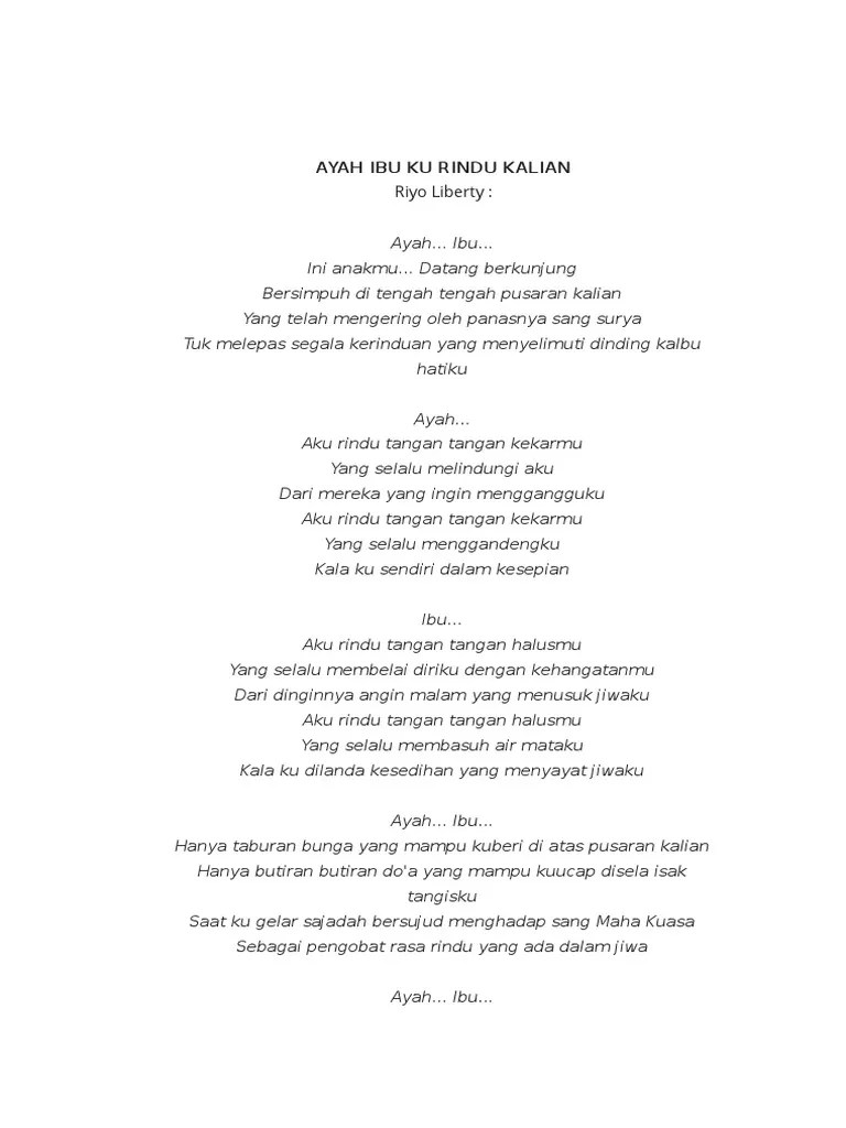 Puisi Ayah Ibu Ku Rindu Kalian | PDF