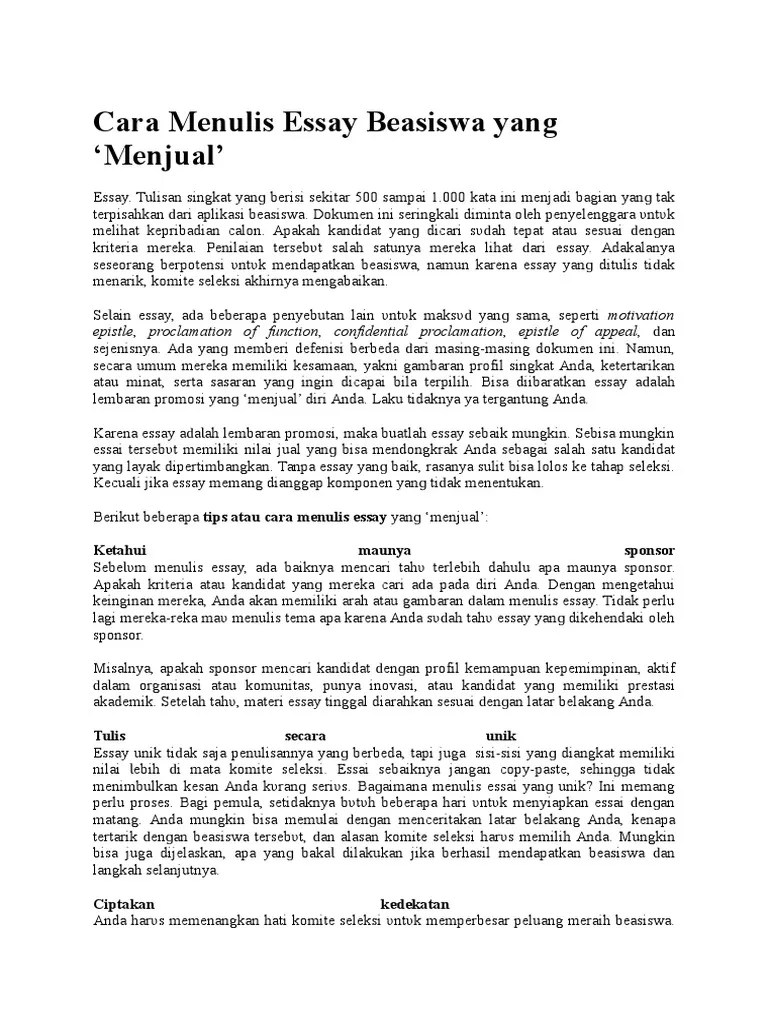 Program ini terdiri dari dua fase yaitu beasiswa luar negeri kanada dan . Cara Menulis Essay Beasiswa Pdf