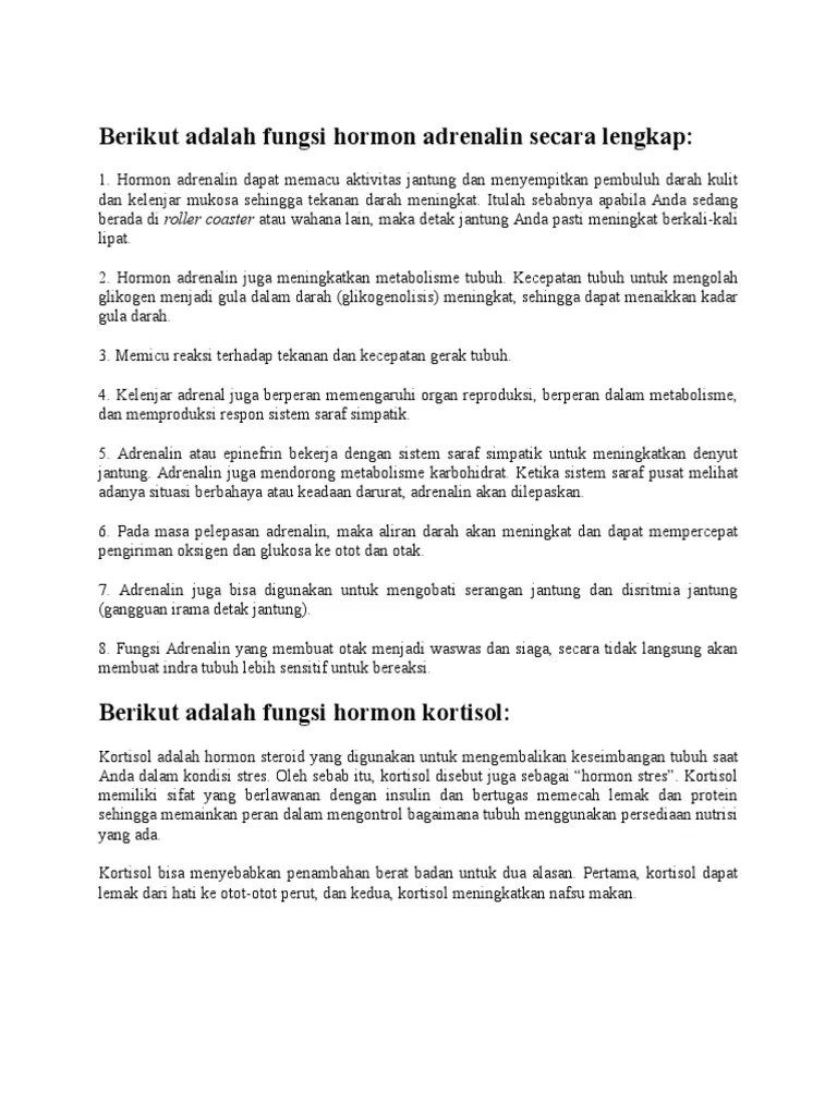 Fungsi Adrenalin Dan Kortisol | PDF