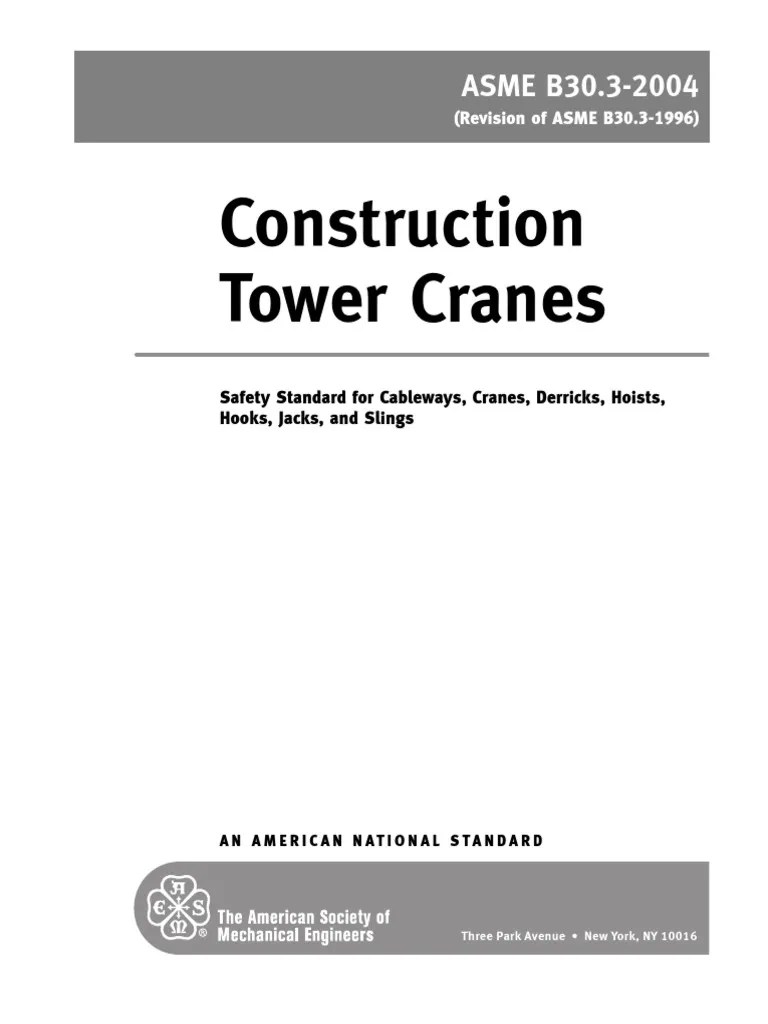 Asme B30 3 2004 Crane Machine Electromagnetism