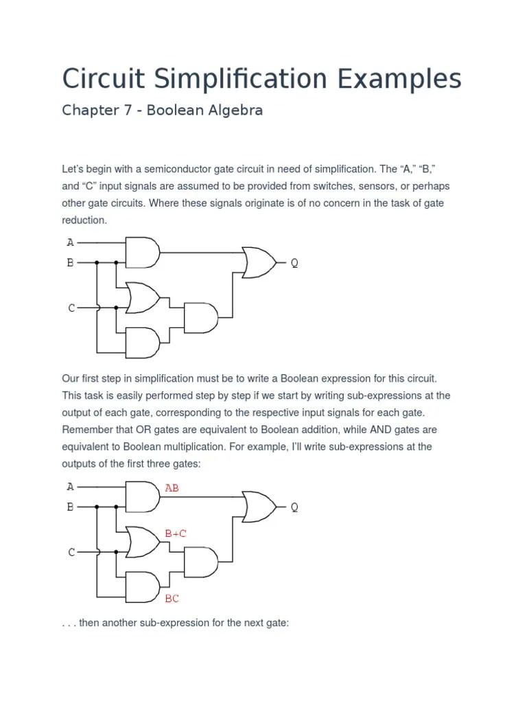Circuit Simplification Examples | PDF | Logic Gate | Boolean Algebra