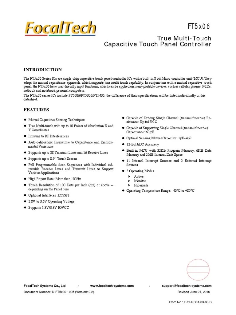 Ft5x06 Datasheet Microcontroller Capacitor