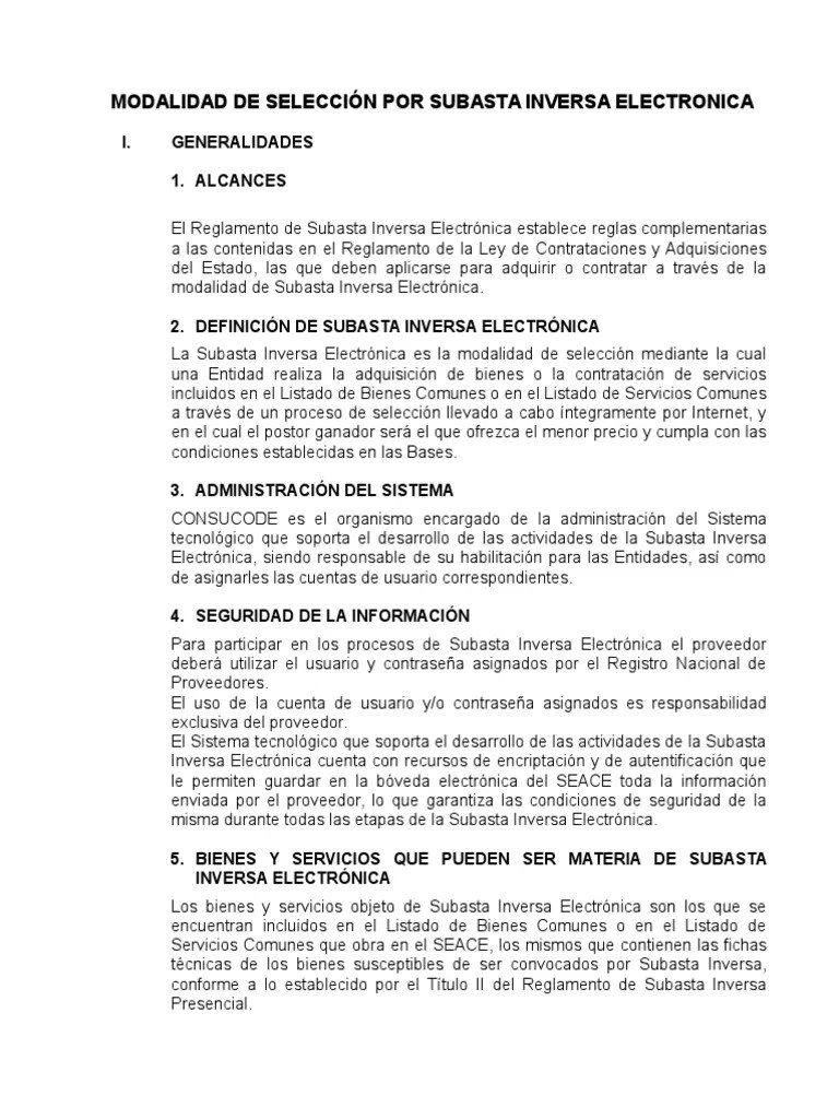 Subasta Inversa Electronica | PDF | Subasta | Precios