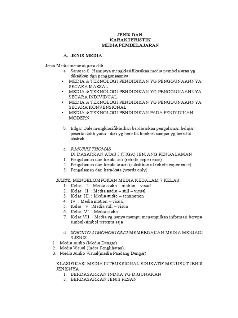 Jenis Dan Karakteristik Media
