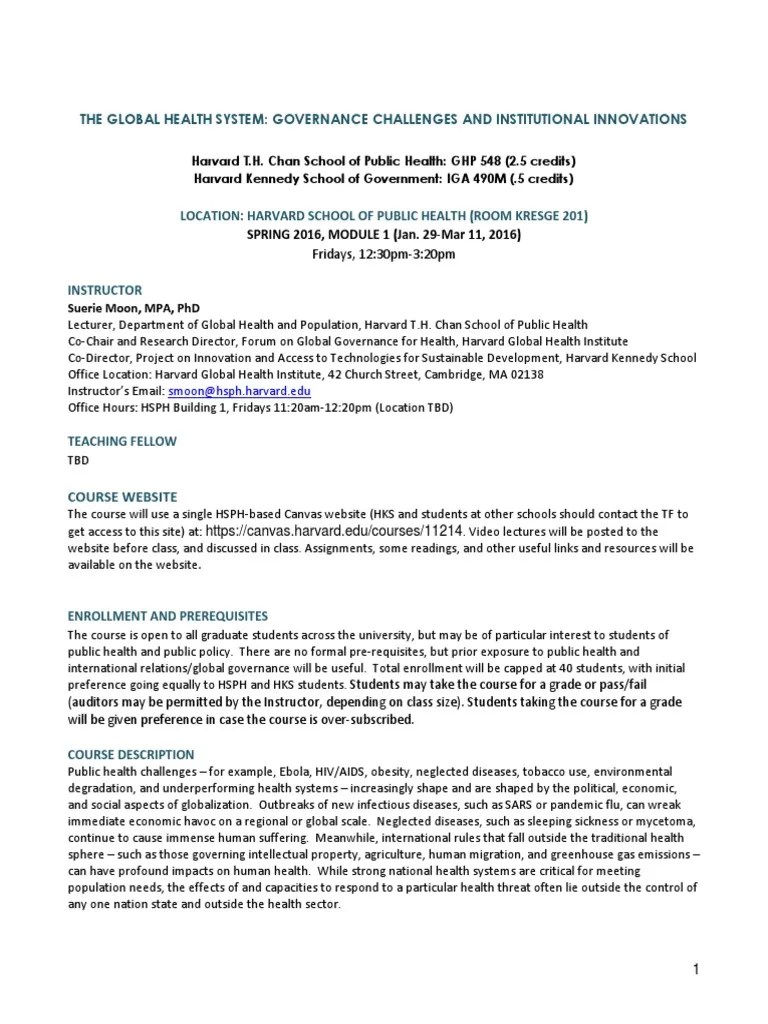 The Global Health System: Governance Challenges And Institutional ...