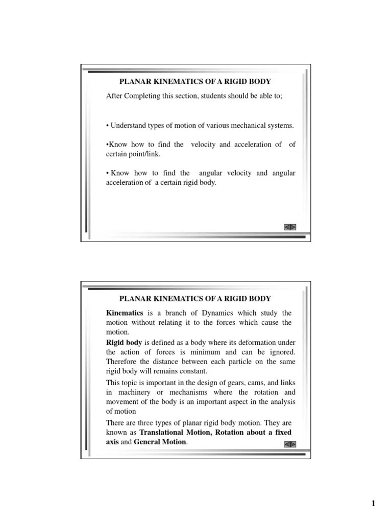 2d Kinematics Of Rbody | PDF | Kinematics | Acceleration