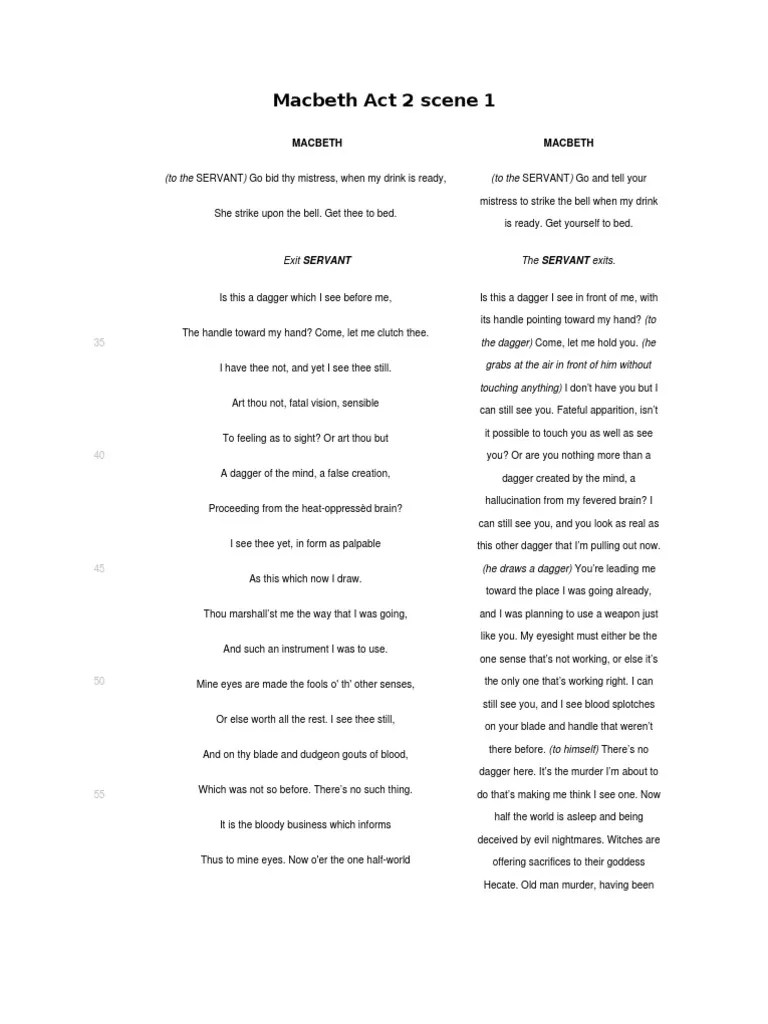 Macbeth Act 2 Scene 1 Dagger | PDF