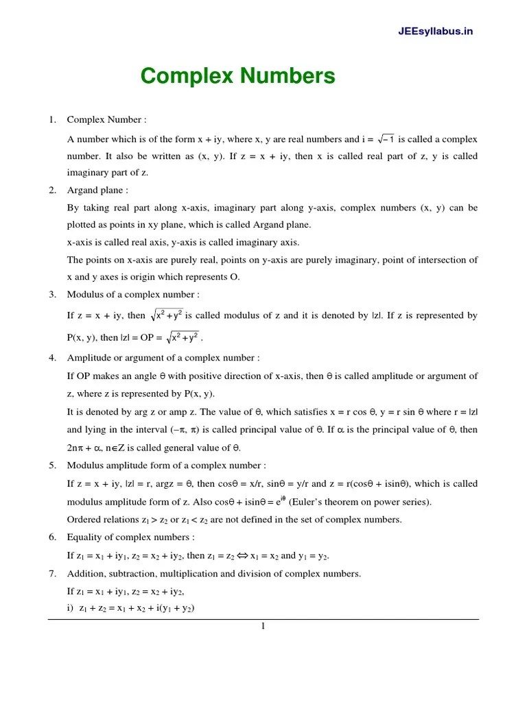 Complex Numbers | PDF | Complex Number | Cartesian Coordinate System