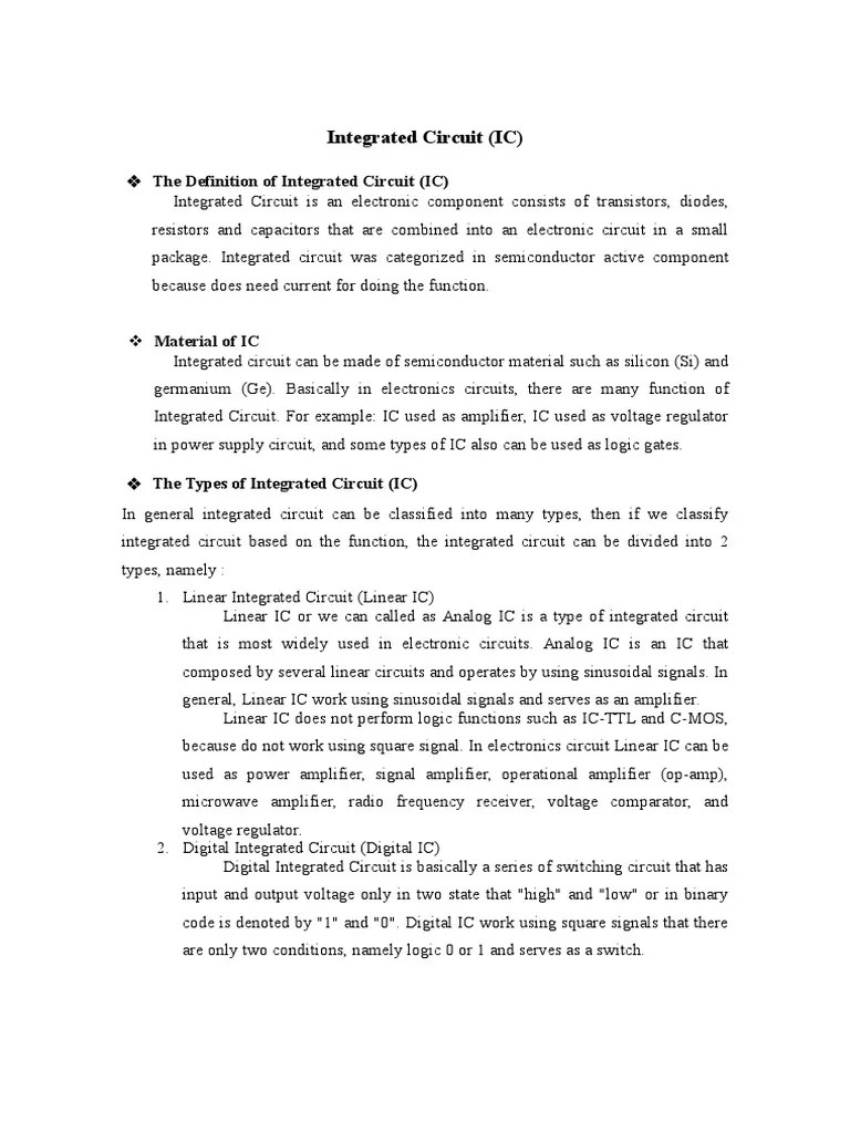 5 Ic Electronic Circuits Integrated Circuit