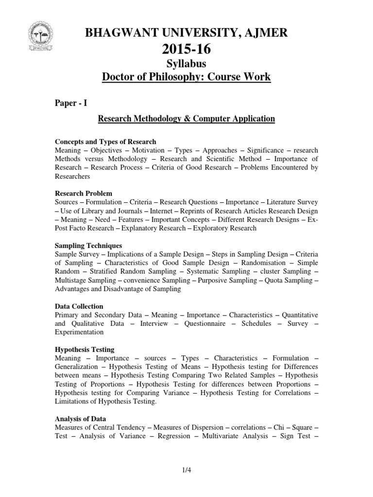 Syllabus Course Work New | PDF | Sampling (Statistics) | Statistical Hypothesis Testing