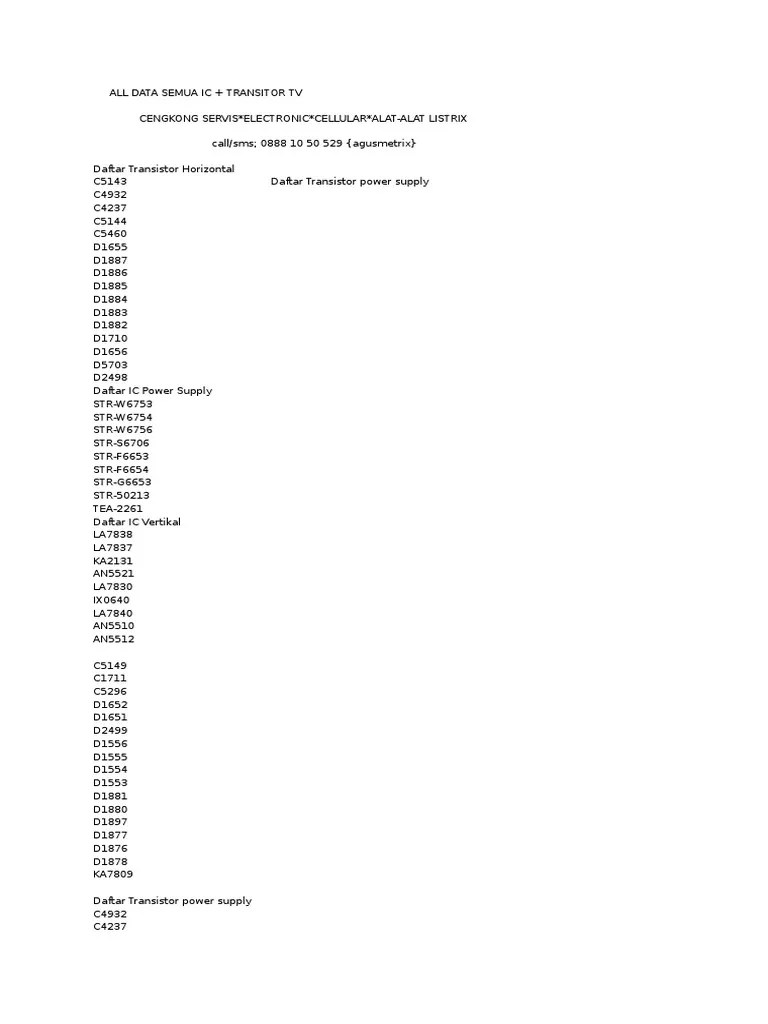 All Data Semua Ic Dan Transistor