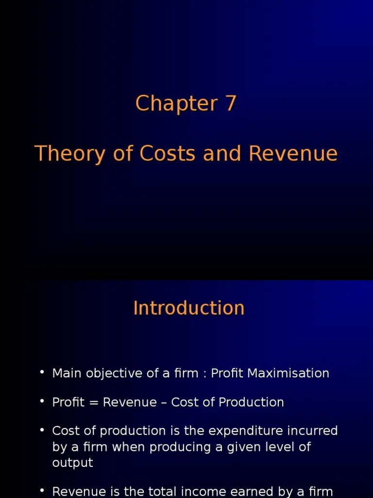 Theory Of Cost & Revenue | PDF | Average Cost | Perfect Competition