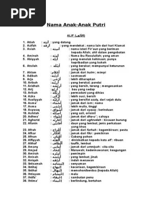 Memilih nama untuk calon buah hati anda tentunya tidak boleh . Nama Anak Perempuan Pdf