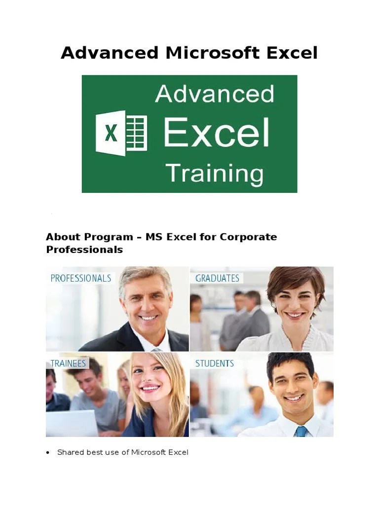 Advanced Microsoft Excel Brochure | PDF | Microsoft Excel | Computer Data