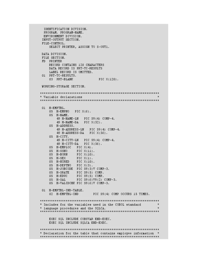 Cobol Db2 Sample Program | PDF | Areas Of Computer Science ...