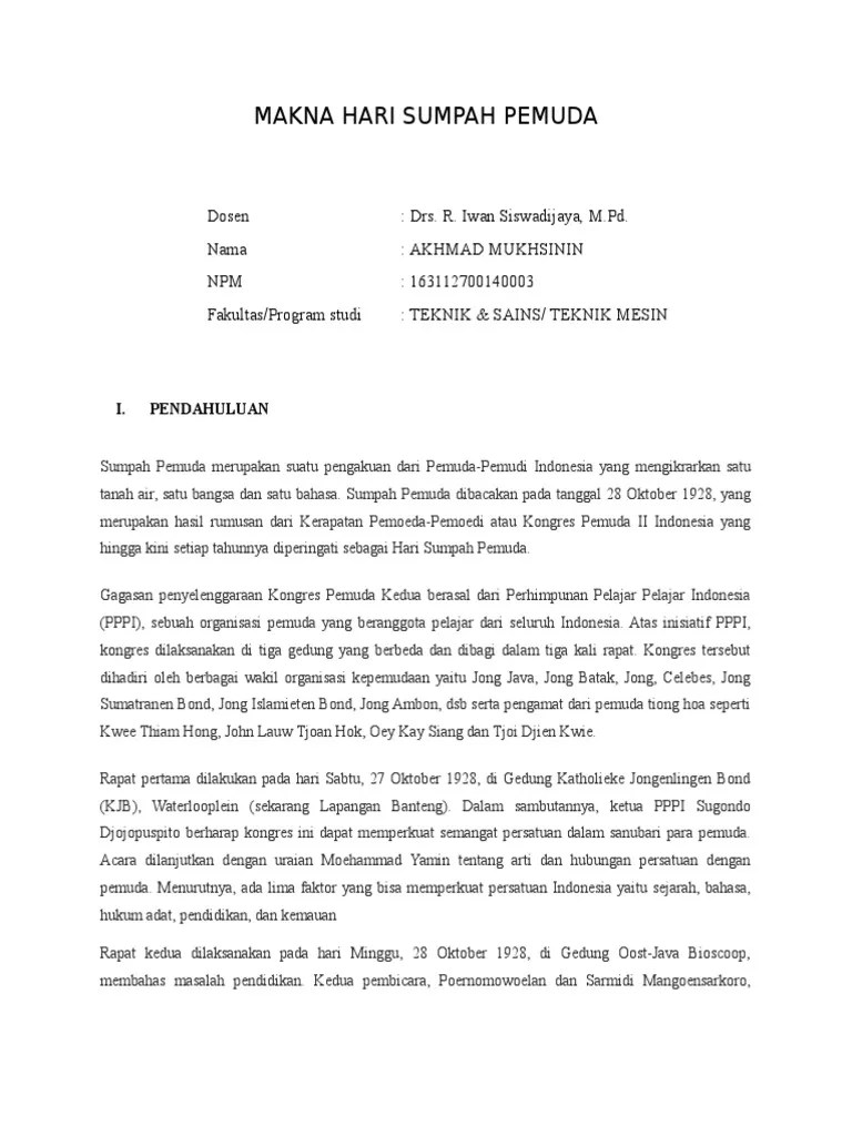 Makna Hari Sumpah Pemuda | PDF