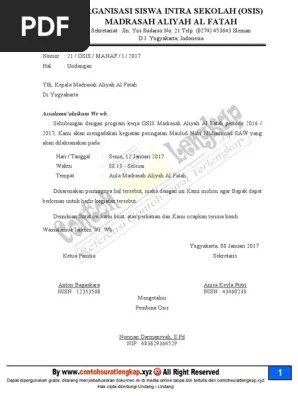 Contoh Surat Dinas Osis Smp Yang Benar 