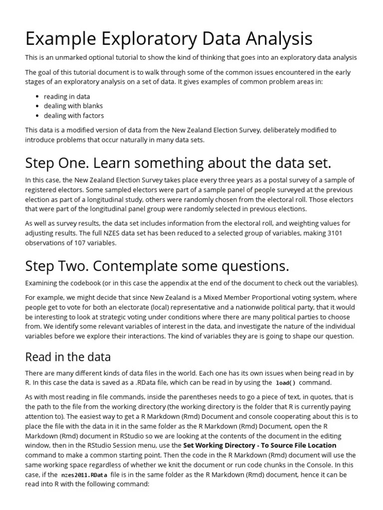 Example Exploratory Data Analysis Pdf Pdf Categorical Variable