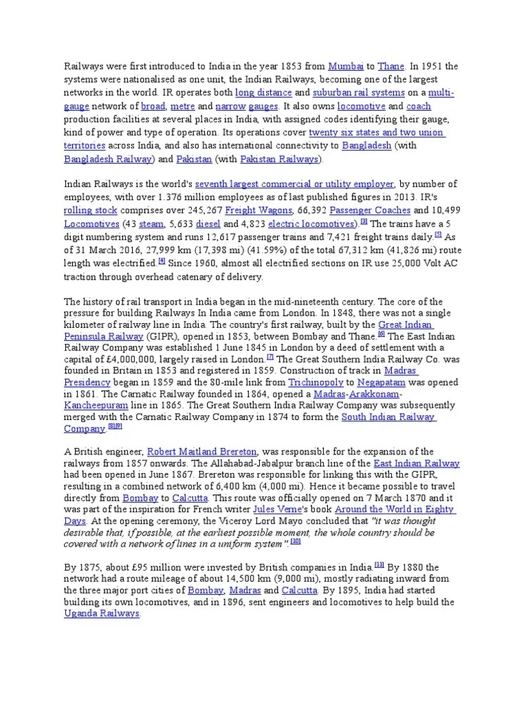 A Comprehensive History Of The Development Of Rail Transport In India From 1853 To The Present ...
