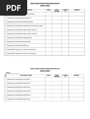 Jadual tugas harian perkhidmatan kebersihan. Jadual Kerja Pembersihan Pdf