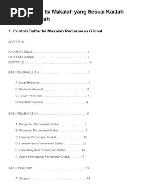 Contoh Daftar Isi Makalah Yang Baik Dan Benar - Kliping | PDF
