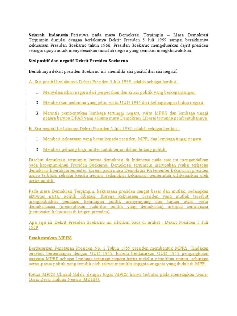 Dekrit Presiden 5 Juli 1959 - Berbagi Informasi
