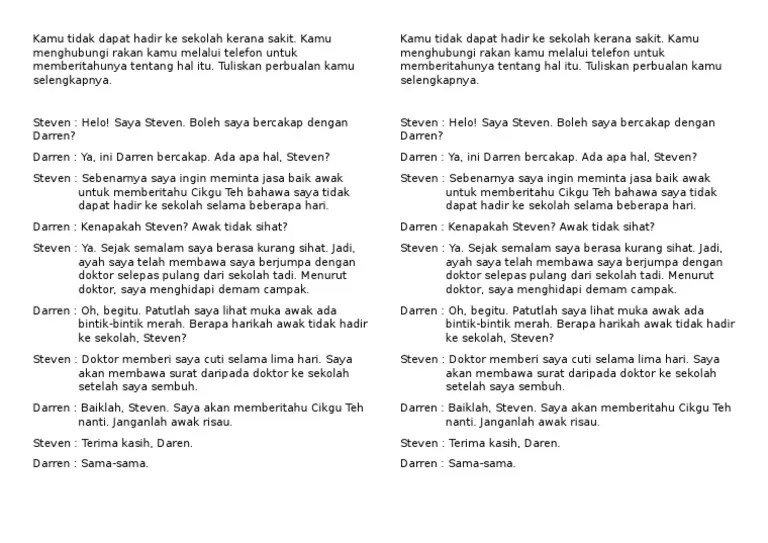 60 contoh karangan menggunakan 10 ayat mudah. Karangan Jenis Dialog Pdf