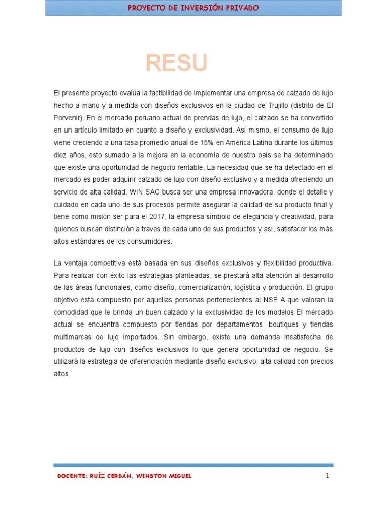 Proyecto De Inversión | PDF | Calidad (comercial) | Liquidación