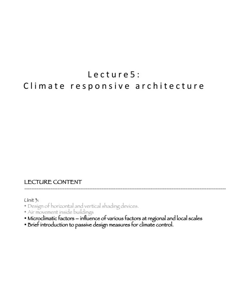 Climate Responsive Architecture | PDF | Wound | Hvac