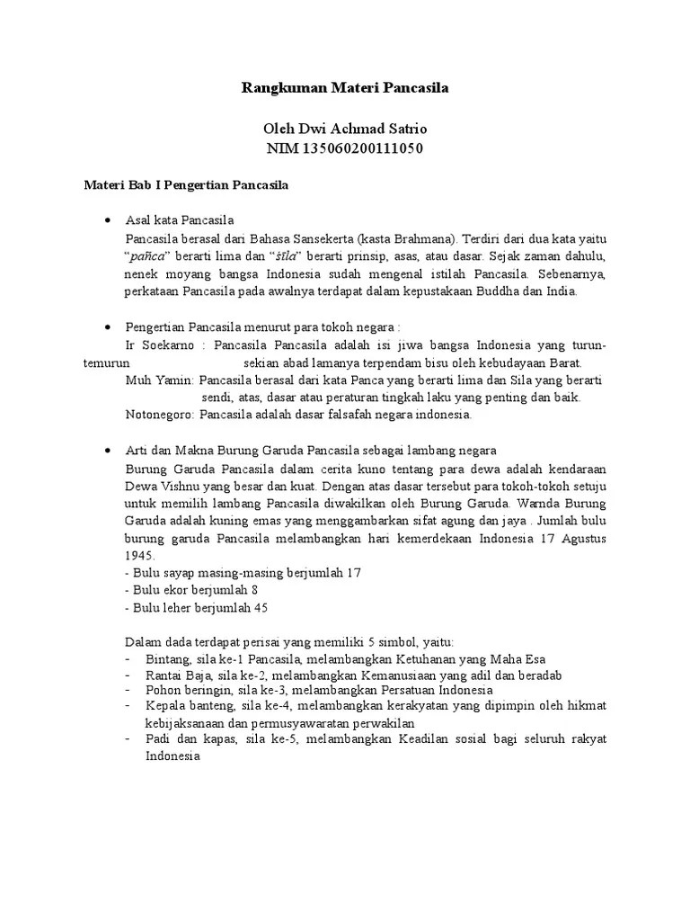 Rangkuman Materi Pancasila | PDF