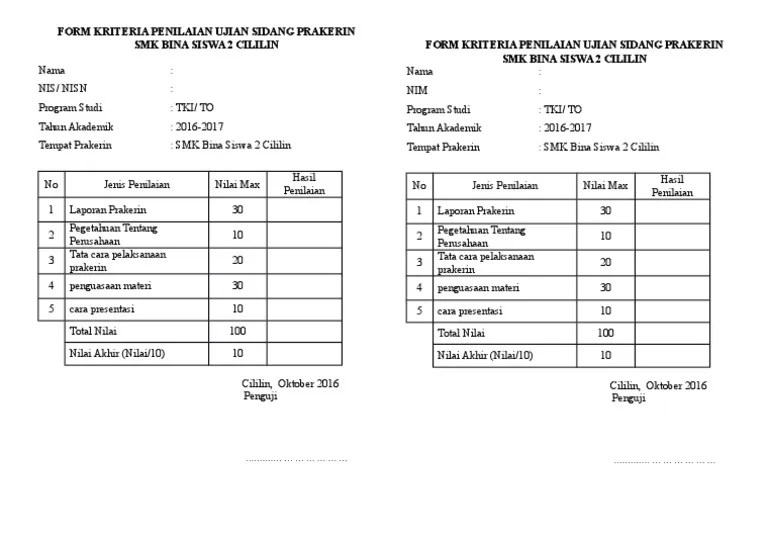 Program studi div asministrasi bisnis jurusan administrasi niaga politeknik negeri bandung. Contoh Format Penilaian Pkl Smk Data Penilaian Prakerin Pdf Saya Yakin Akan Sangat Membutuhkan Contoh Lembar Pengesahan Ini Seidbelajar