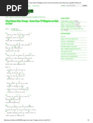 Lirik lagu dan terjemahan '7!!' yang dipopulerkan oleh orange: Kunci Gitar Orange Seven Oops 7 Shigatsu Wa Kimi No Uso Chord Dasar Kunci Gitar Lirik Lagu C Chordtela Pdf