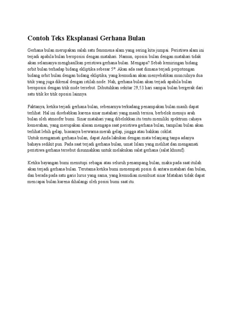Contoh Teks Eksplanasi Gerhana Bulan | PDF