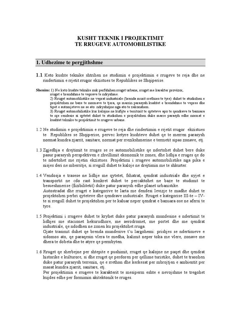 RR Kushte Teknike Projektimi Pergjitheshme | PDF