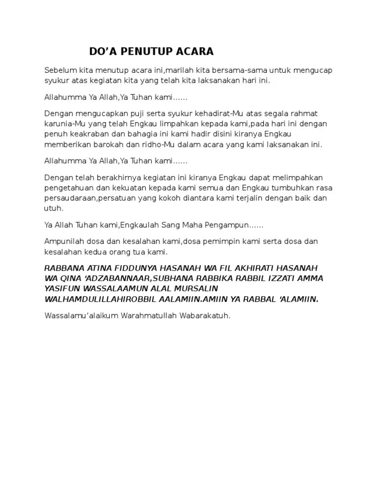 DO&rsquo;a Penutup Acara | PDF