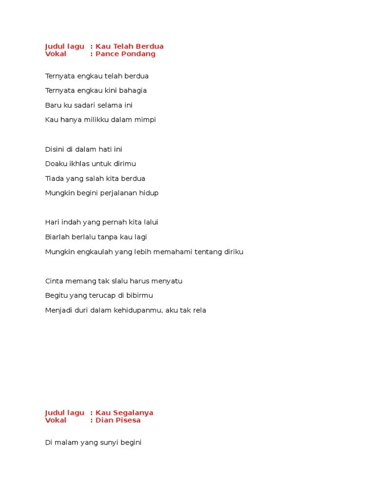 Padamu diriku tak pernah coba memahami hatimu padamu diriku terlalu membuat gelisah selalu padamu diriku senantiasa mengekang kebebasanmu Lirik Lagu Nosalgia Pdf