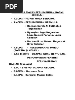 Click for more detailed english meaning translation, meaning, pronunciation and example sentences. Aturcara Majlis Perhimpunan Rasmi Sekolah Pdf