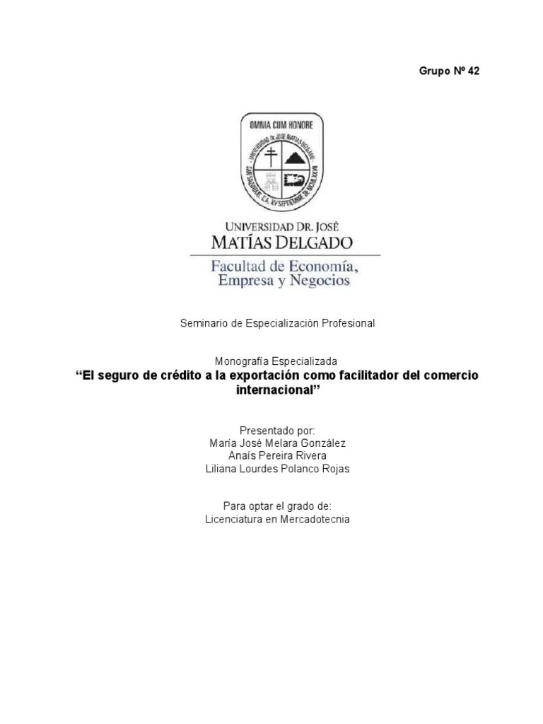 El Seguro De Credito A La Exportacion - Grupo 42 | PDF | Póliza De ...