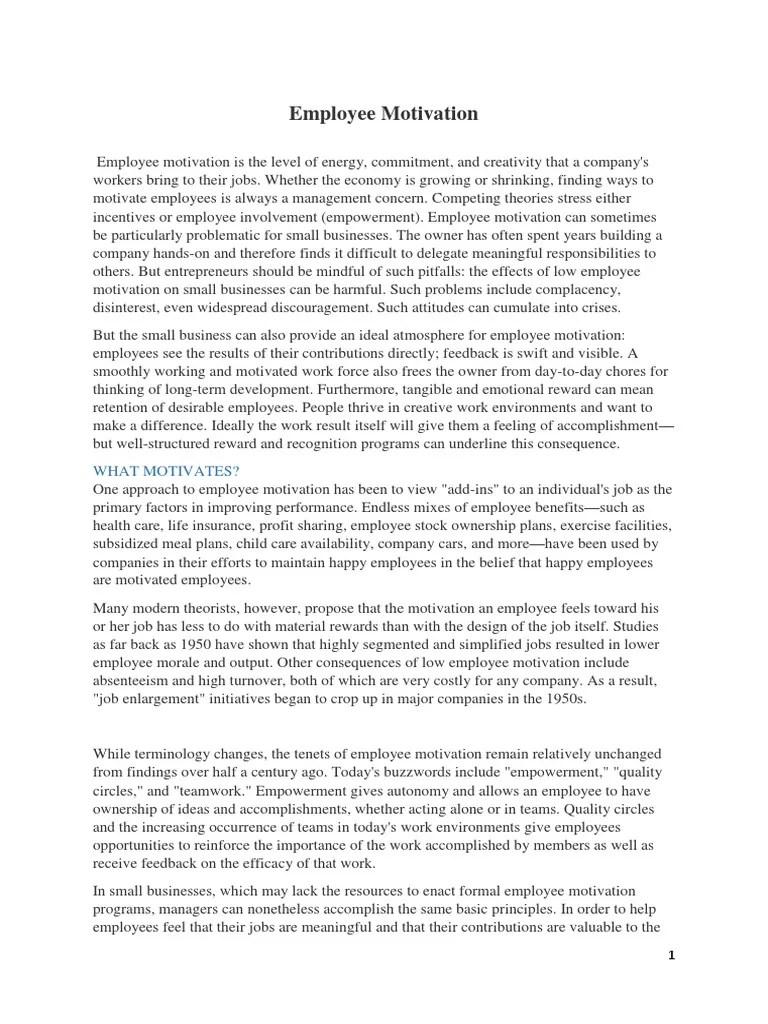 Employee Motivation | PDF | Motivation | Motivational